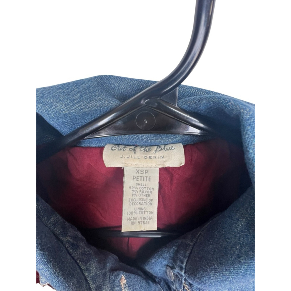 JJill Out Of The Blue Velvet Tapestry Patchwork Denim Jacket - Picture 3 of 6
